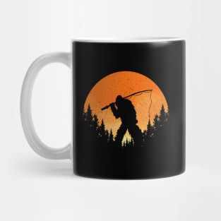 Sasquatch Fishing Sunset Mug